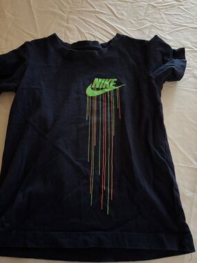 Nike Black Tee with Neon Green and Neon Orange Drip Graphic